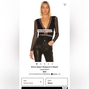 Superdown Britni Deep V Bodysuit